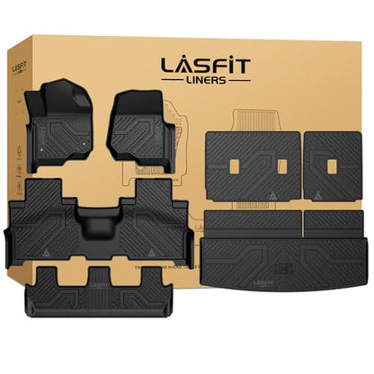 LASFIT Floor Mats for Ford Expedition Standard(Not for Max Models) 2021 2022 2023 2024 8 Seats(Not Fit 7 Seats), All Weather TPE Custom Fit for SUV Car Liners, 1st& 2nd& 3rd& Cargo Liner, Black 5pcs - style: 8) Expedition Standard 8-Seat| 21-24 | Combo Se