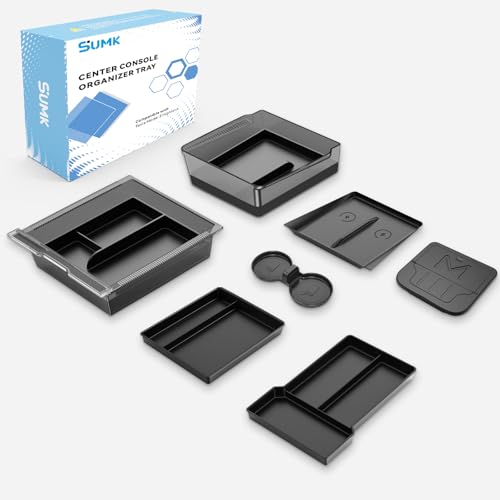9PCS Center Console Organizer Tray for Tesla Model 3 Accessories 2024 2025 2026 [Premium PC + Silent Silicone Liner] Bottom Liners Armrest Privacy Hidden Storage Cup Holder Wireless Charging Pad - size: Model 3 Highland