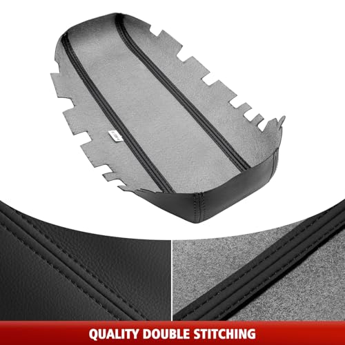 KBH Center Console Armrest Cover Replacement for GMC Terrain, Chevy Equinox 2010 2011 2012 2013 2014 2015 2016 2017, Vinyl Leather, Arm Rest Lid Upholstery, Anti-Scratch, Black - color: Black stitch