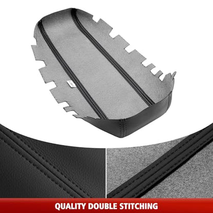 KBH Center Console Armrest Cover Replacement for GMC Terrain, Chevy Equinox 2010 2011 2012 2013 2014 2015 2016 2017, Vinyl Leather, Arm Rest Lid Upholstery, Anti-Scratch, Black - color: Black stitch