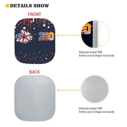 AFPANQZ 250th American Flower Windshield Sunshade for Car UV Protection, Car Sun Shade Auto Sun Shield Heat Protector Foldable Keeps Interior Cool 2 PCS - color: 250th American Flower