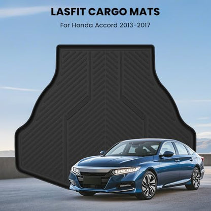 LASFIT Trunk Mat for Honda Accord 2017 2016 2015 2014 2013 Sedan Only, All Weather Custom Fit TPE Cargo Mat Trunk Tray Cargo Tray, Black (Not for Coupe & Hybrid) - style: 3）For Honda Accord | 2013-2017 | Trunk Mat