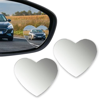 2PCS Blind Spot Mirror, Side Mirror Blindspot, Heart Shaped HD Glass Frameless Convex Rear View Mirrors, 360° Adjustable Wide Angle Auxiliary Mirrors Accessories Universal for Most Vehicles