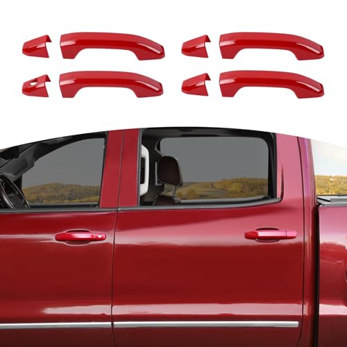 for Silverado Door Handle Cover Trim for Chevy Silverado/Tahoe for GMC Sierra/Yukon 2014-2018 Red Exterior Accessories 4pcs - color: Red