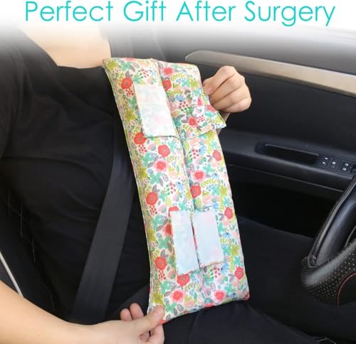 Hysterectomy Pillow Abdominal Post Surgery Pillows with Pocket Comfort for Ice Heat Packs Tummy Tuck Belly Incision Recovery Seatbelt Gifts Women Patients (Camellia) - color: Camellia