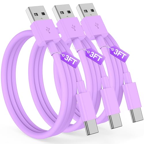Essri Car CarPlay Cable for iPhone 17, 16, 15 USB C Charger Cord, 3-Pack 3FT USB A to USB C Charging Cable for Apple iPhone 17/17 Pro/Air/16e/16/15 Pro Max/Plus Cord, for iPad Pro/Air,Purple - color: Purple, size: 3 FT+3 FT+3 FT