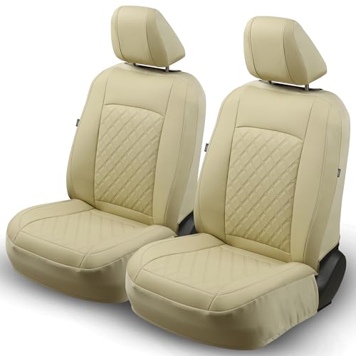 GIANT PANDA Front Seat Covers for Nissan Rogue Altima Sentra Versa Kicks Frontier Murano Pathfinder Maxima,Faux Leather Bucket Seat Cover Fit Nissan Seat Protectors (Beige Diamond) 2-Pack - color: Beige-Diamond
