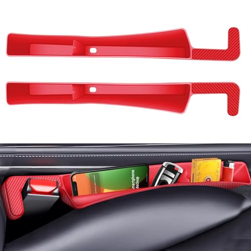 2PCS Car Seat Gap Filler, Vehicle Seat Organizer for Avoiding Dropped Items, Fill The Gap Between Seat and Console, No Drop Seats Guard for Coins Wallets Keys, Universal Car Accessories (Red) - color: Red