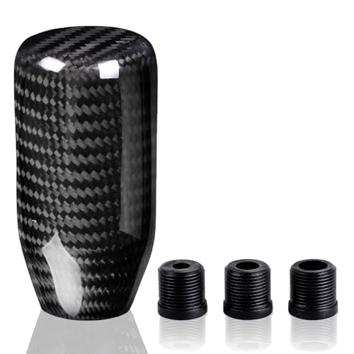 muge racing Carbon Fiber Shift Knob Long Modified Carbon Fiber Stand Head Gear Shift Knobs for Most Automobile with 3 Adapters (Carbon Fibers-Long, Black) - style: Carbon Fiber-Long