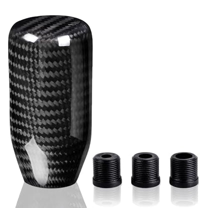 muge racing Carbon Fiber Shift Knob Long Modified Carbon Fiber Stand Head Gear Shift Knobs for Most Automobile with 3 Adapters (Carbon Fibers-Long, Black) - style: Carbon Fiber-Long
