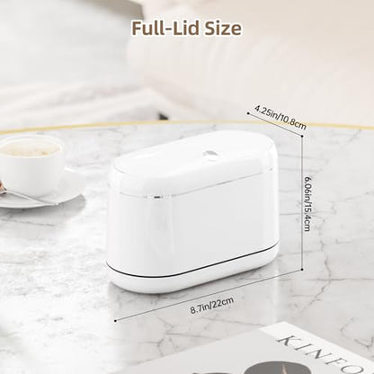 PAVSTINE Mini Trash Can for Desk with 5 Rolls of Trash Bags, Small Press-Top Countertop Garbage Bin, Removable Waste Basket for Bedroom, Vanity, Coffee Table, Kitchen (White Full-Lid) - color: White Full-Lid