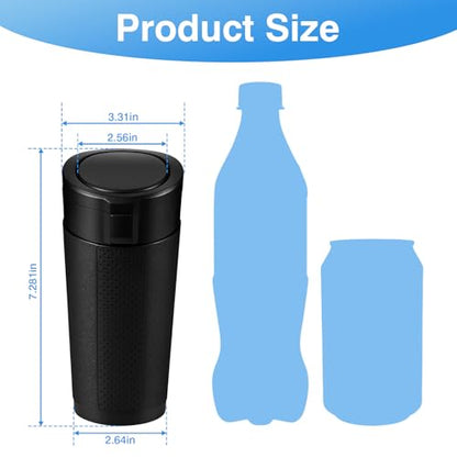 Car Trash Can Bin with Lid, Mini Leakproof Garbage Can for Vehicle, Cup Holder Trash Can, Small Trash Bin for Cars, Home, Bedroom, Office (Black 01) - color: Black 01