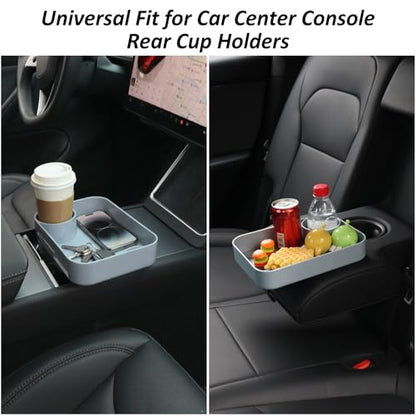 Car Seat Snack Tray for Kids, Mess-Free Square Travel Tray Cup Holder Snack Tray, Durable Car Food Tray for Toddlers, Universal Fit Kids Travel Road Trip Essentials (Gray) - color: gray