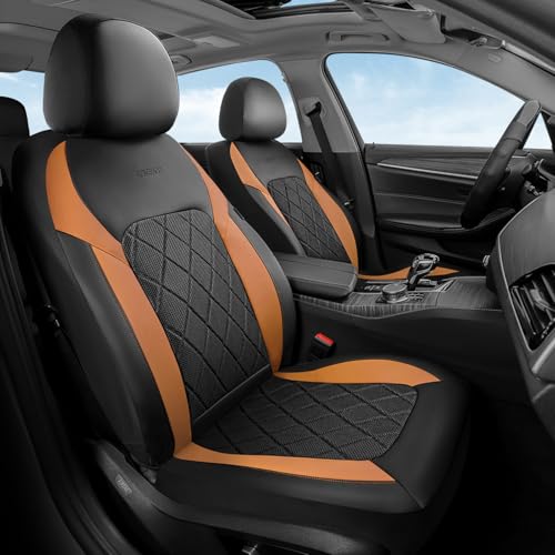 Coverado Car Seat Covers, Front Seat Covers, 2 Front Automotive Seat Cover, Mesh Breathable Seat Protectors, Universal Fit for Most Cars - color: Black_Brown, size: Front