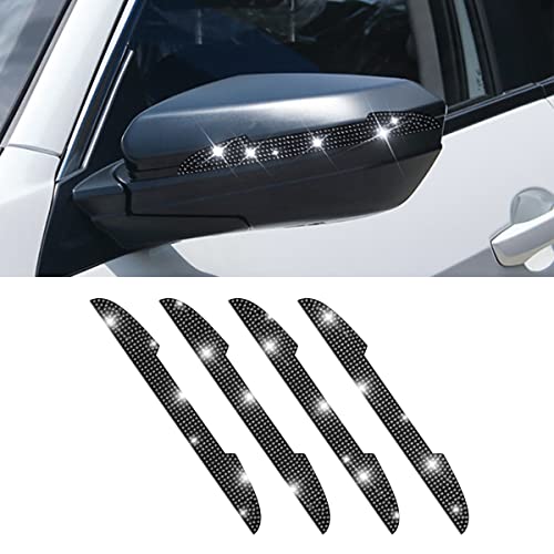 4 PCS Bling Rhinestone Car Door Handle Scratch Protector, Universal for All Cars, Vehicles, SUVs, Car Side Rearview Mirror, Car Door Edge Guard, Car Exterior Accessories for Women Men (Black) - color: Black