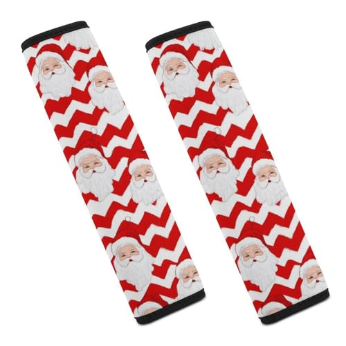 Comfortable Cushion Pad Car Shoulder Strap Harness Pad, Christmas Santa Claus Red 2PCS Car Belt Covers - color: Color843
