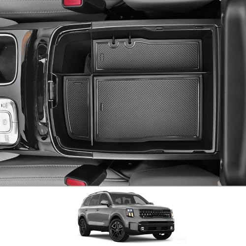 CDEFG for 2020-2025 Telluride Center Console Organizer Tray for Telluride 2025 2024 2023 2022 2021 2020 Armrest Tray Storage Box Insert Tray Coin Container Telluride Accessory (w/o Coin Holder) - color: Without Coin Holder
