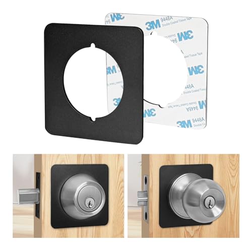 Door Knob Plates Square Version, Matte Black, Door Reinforcement Plate, Door Handle Cover Filler Fixing Repair Backplate, Scar Plates for Door Knob/Deadbolt(4 Pcs, Matte Black) - color: Matte Black, size: 4 pcs