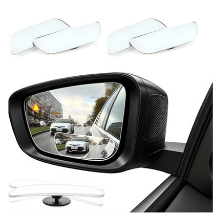 2 Pack Rectangle Blind Spot Mirror Glass Frameless Convex Wide Angle Rearview Blindspot Car Mirror Adjustable Car Auxiliary Mirrors For Universal Cars Truck Glass, Silver, 1.14×38.43inches
