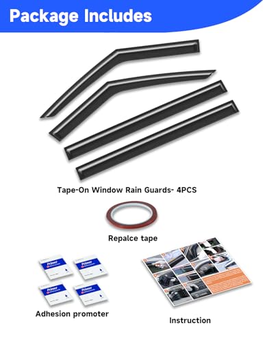Out-Channel Window Rain Guards Fit for 2024 2025 2026 Hyundai Santa Fe, Extra Durable Window Visors Vent Visors Vent Shades Wind Deflector Dark Smoke Car Tape-on with Thicker 4PCS - size: Fit for 2024-2025 Hyundai Santa Fe