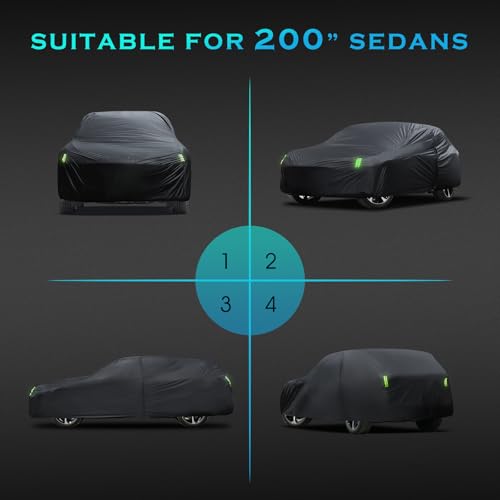 SUV Car Cover Waterproof All Weather for Automobiles, Size S3 Universal Fit for Toyota Highlander, Honda Pilot, Nissan Pathfinder, BMW X5/X6, Ford Explorer/Flex, Infiniti FX35 etc. (191-200 inch) v - size: S3 Fit SUV Length 191 to 201 inch