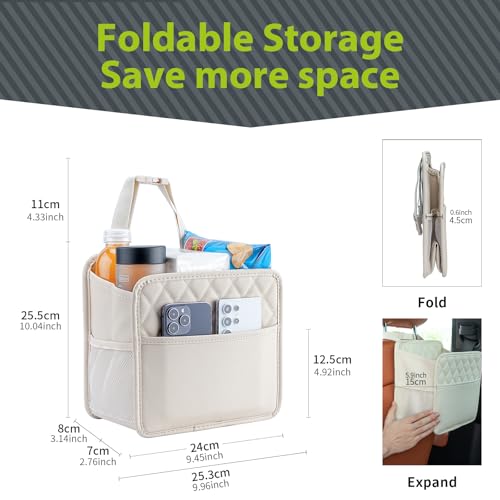 FrgKbTm Car Seat Back Hanging Bag Car Document Holder Multi-Pocket Bottle Bag Storage Box Organizer Travel Tidy Pouch Pocket Kids Beige - color: Beige C