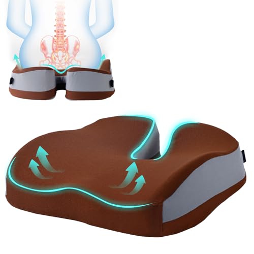 Seat Cushions for Office Chairs Wheelchair Cushion for Long Sitting Back Pain，Memory Foam Seat Car Computer Desk Chair Cushion，Coccyx Cushion for Tailbone Pain Relief Cushion Office Chair Brown - color: Brown Mesh