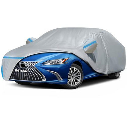 Car Cover for 2001-2025 Lexus ES ES300 ES330 ES350 ES300h, Waterproof Custom-fit All Weather Sun Rain UV Dust Snow Protection Outdoor ES350 Car Cover with Door Zipper and Cotton Lining-Grey - size: ES350 Cover