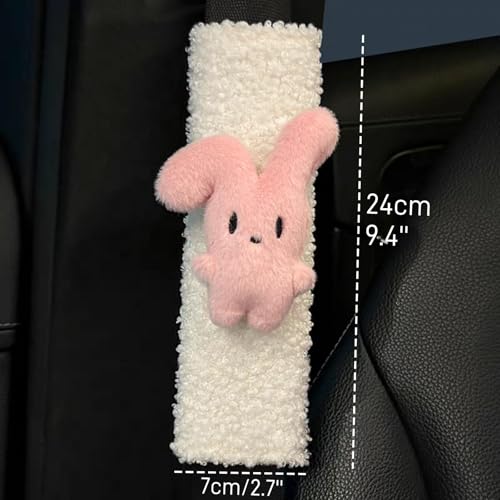 2 PCS Seat Belt Cover Pad, Cute Kawaii Animal Bunny Seatbelt Covers for Kids and Adults, Winter Plush Fluffy Soft Seat Belt Cover, Cartoon Seatbelt Cushion,Car Seat Strap Pads (C-Bunny) - color: C-Bunny
