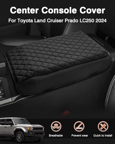 Shademax Center Console Cover for Toyota Land Cruiser Prado LC250 2024 2025 2026 Accessories, Prado LC250 Armrest Cover Cushion Pad Console Armrest Seat Box Protector PU Leather Anti-Scratch Black - size: Size for Toyota Land Cruiser Prado LC250 2024-2026