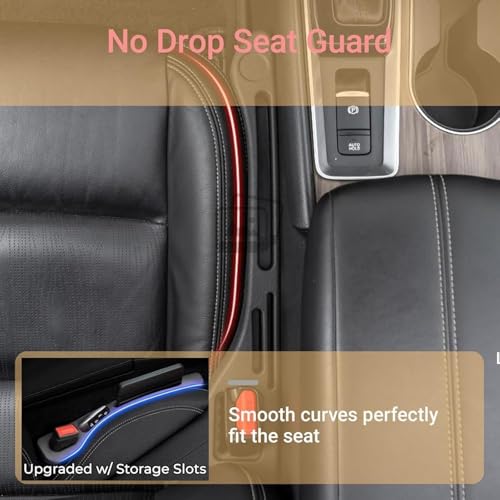 Car Seat Gap Filler, 2-Pack No-Drop Seat Side Gap Seam Filler Organizer with Phone Holder, Seat Gap Fillers for All Cars, Prevents Items from Falling, Easy to iInstall (Beige) - color: Beige