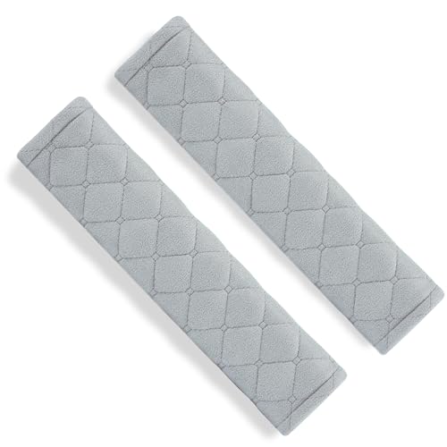 Amooca Automotive Seat Belt Cover Soft Suede Universal Fit Seatbelt Shoulder Pad Neck Protector Cushions for SUV Trucks Airplane Backpack 2 Pack Light Gray - color: Light Gray