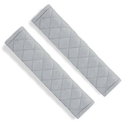 Amooca Automotive Seat Belt Cover Soft Suede Universal Fit Seatbelt Shoulder Pad Neck Protector Cushions for SUV Trucks Airplane Backpack 2 Pack Light Gray - color: Light Gray