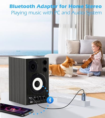 KAIY Bluetooth Receiver for Car AUX, Hands-Free Calling & Music Bluetooth Audio Receiver for Car USB-Powered, 3.5mm Adapter USB 2.0 to 3.5mm Jack Compatible with Speakers/Home Stereo