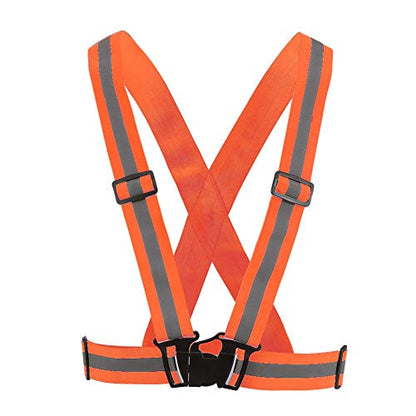 Reflective Vest High Visibility Safety Vest Strap Adjustable and Elastic Gear for Running Cycling Jogging and Walking, Lightweight Night Safety Equipment with Large Reflective - color: Orange