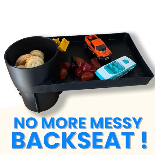 Kids Travel Tray - Car Seat and Car Cup Holder Tray - Tray for Snacks, Entertainment, Toys - Includes Cup Holder - Fits Most Car Seats