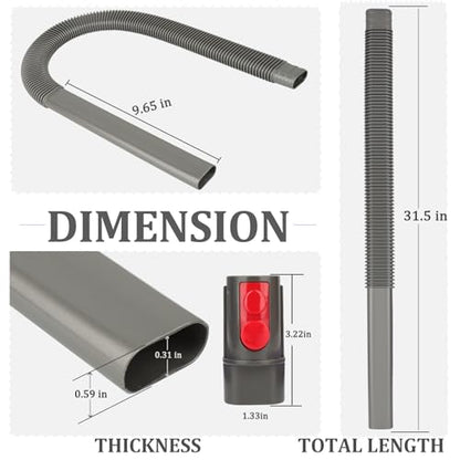 Fullclean Dryer Vent Cleaner Hose Vacuum Attachments for Dyson GEN5 V15 V15s V12 V11 V10 V9 V8 V7 Detect Absolute Cyclone Outsize Slim Vacuum Cleaner Nozzle Crevice Flexible Lint Removal Tool - style: Dryer Hose Gray