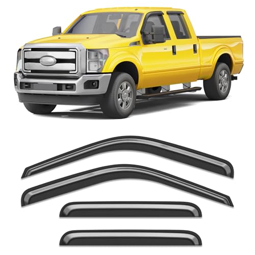 Extra-Thick Window Rain Guard for Ford F250/F350/F450/F550 1999-2016 Super Duty SuperCrew Rain Guards Side Truck Window Visors Tape-on Vent Visor Window Deflectors Vent Shades - size: For 1999-2016 Ford F250/F350/F450/F550 SuperCrew
