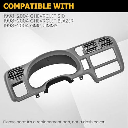 KUAFU Dash Trim Bezel Compatible with 1998-2004 Chevy Chevrolet S10 Blazer GMC Jimmy Paint ABS Plastic Light Gray Single Din Only - color: Light Gray