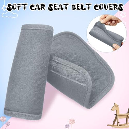 Riakrum 6 Pieces Car Seat Strap Pads Covers for Baby Kids, Carseat Strap Covers Shoulder Pads, Soft Seat Belt Cover for Infant Stroller Safety Belt Cushion for Boy and Girl, 2.4 x 5.7 Inches(Gray) - color: Gray