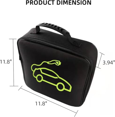 black 1pc jumper cable bag, car storage bag for charger,cable organizer, Includes EV charging cables for electric vehicles (Square) - size: Square