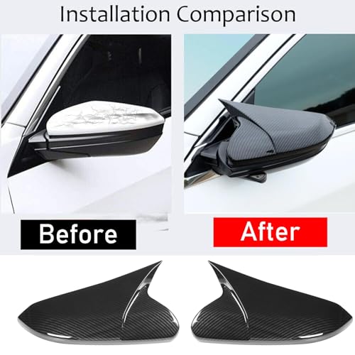 Moonlinks Compatible with 2016-2021 Honda Civic Side Ox Horn Mirror Cover Overlay,Carbon Fiber LH & RH Side Door Rearview Mirror Cap Trim for 10th Gen Civic,2019-2022 Insight, (1 Pair) - size: 10th Ox Horns -Pair Carbon