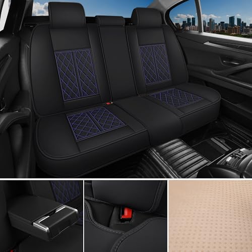 Leather Automotive Seat Covers Universal Fit for Cars, SUV, Sedans, Anti-Slip & Breathable (Black Blueline, Front Seat) - color: Black BlueLine, size: Front Seat