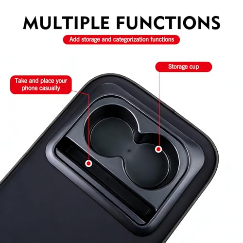 Car Middle Center Console Cover with Cup Holder, Leather Car Armrest Cover, Multi-functional Armrest Storage Pad, Universal for Most Vehicles (Black) - color: Black
