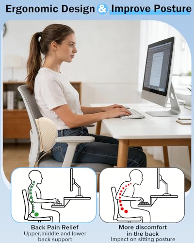 Lumbar Support Pillow for Bed Sleeping Couch, Relief Lower Back Pain, Waterproof Small Lumbar Pillow for Car, Recliner Cushions for Elderly, Memory Foam Office Chair Lower Back Support Cushion