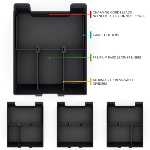 TWRAPS Armrest Organizer for Rivian R1S & R1T 2021-2026, Storage Tray Box Insert for Center Console Accessories Area Under the Armrest, Full Size Black fits Gen1 2021-2024 and Gen2 2025-2026 - style: Black Full Size