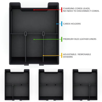 TWRAPS Armrest Organizer for Rivian R1S & R1T 2021-2026, Storage Tray Box Insert for Center Console Accessories Area Under the Armrest, Full Size Black fits Gen1 2021-2024 and Gen2 2025-2026 - style: Black Full Size