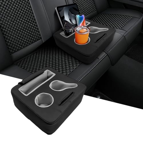 KVAEY Car Back Seat Cup Holder, Automotive Cup Organizer to Store Cup Phone Drink Remote, Waterproof Leather Cup Holder Tray for Car Couch Bed Boat, Universal Car Accessories (Black) - color: Black