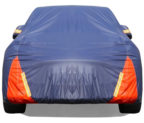 Tesla Model Y Car Cover Waterproof All Weather, 6 Layers Outdoor Full Exterior Cover Rain Sun UV Snowproof Protection with Zipper Cotton, Mirror Pocket and Charging Port - style: Model Y-Red