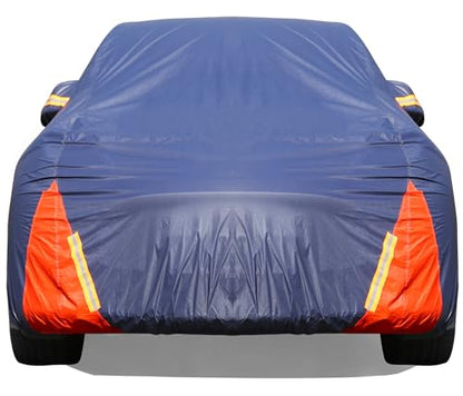 Tesla Model Y Car Cover Waterproof All Weather, 6 Layers Outdoor Full Exterior Cover Rain Sun UV Snowproof Protection with Zipper Cotton, Mirror Pocket and Charging Port - style: Model Y-Red